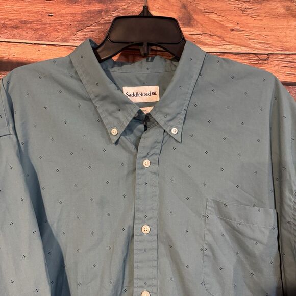 Saddlebred Shirt 3XLT Men’s Blue Geometric Long Sleeve Button Down Classic Fit - Picture 2 of 6
